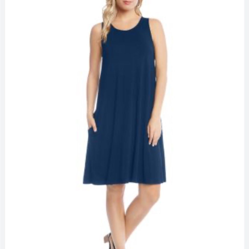 Karen Kane Maggie Trapeze Dress Navy Blue Size Large